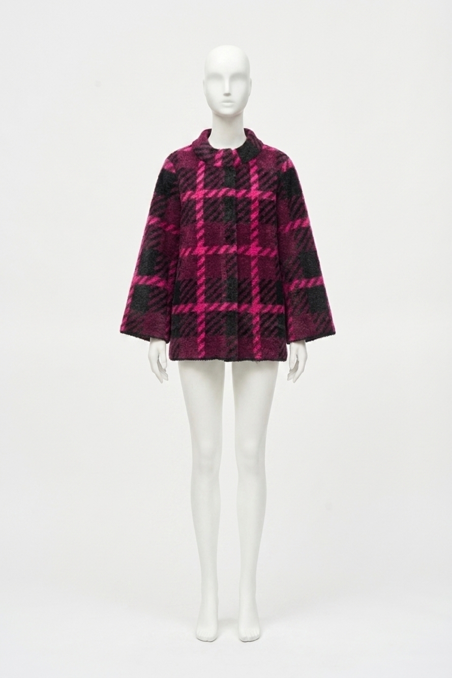 NEW JOSEPH RIBKOFF long sleeve jacket in pink punch/black